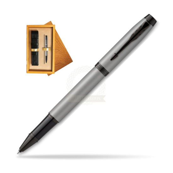 IM Achromatic Gray Rollerball Pen in single wooden box Honey Single Ecru