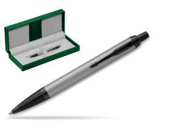 IM Achromatic Gray ballpoint pen in the green leather box