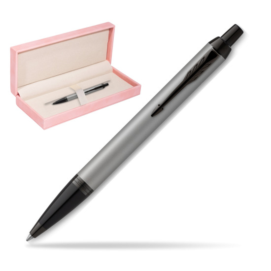 IM Achromatic Gray ballpoint pen in suede box pink