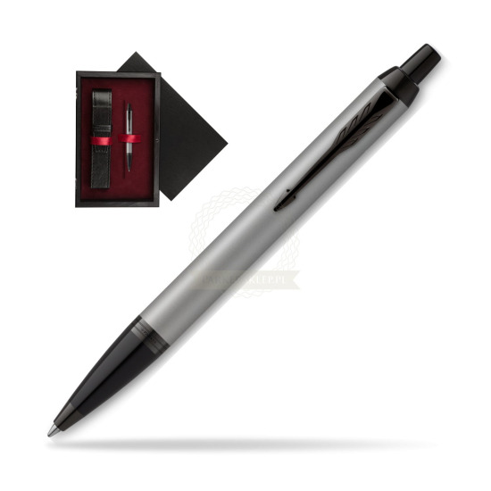 IM Achromatic Gray ballpoint pen in single wooden box Black Single Maroon
