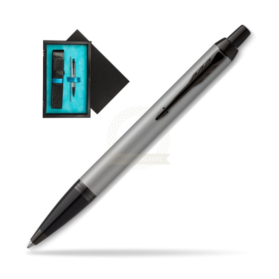 IM Achromatic Gray ballpoint pen in single wooden box Black Single Turquoise