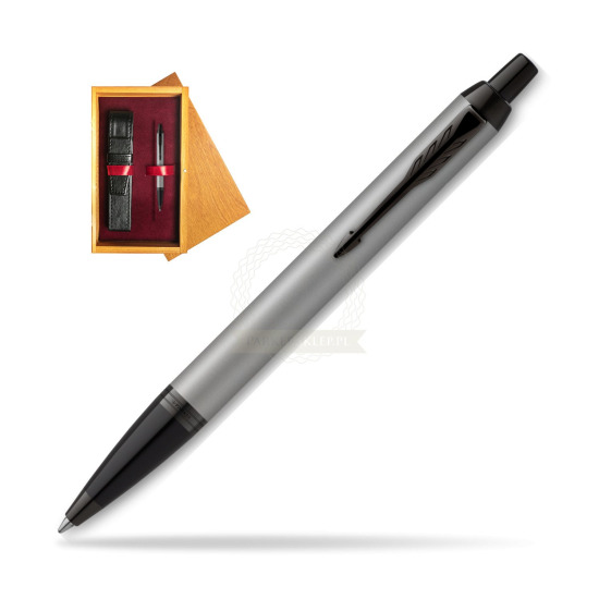 IM Achromatic Gray ballpoint pen in single wooden box Honey Single Maroon