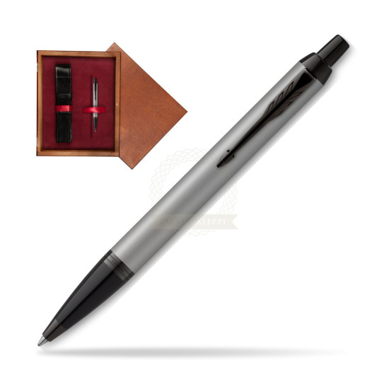 IM Achromatic Gray ballpoint pen in single wooden box Mahogany Single Maroon