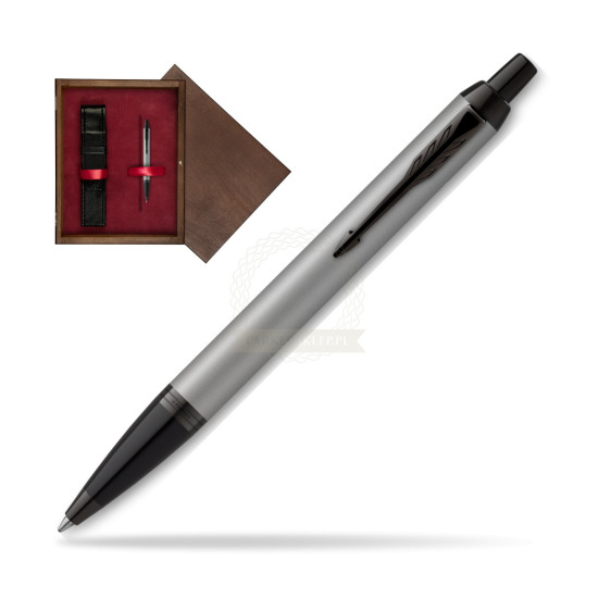 IM Achromatic Gray ballpoint pen in single wooden box Wenge Single Maroon