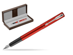 Parker Vector XL Red CT Penna Stilografica in the brown leather box