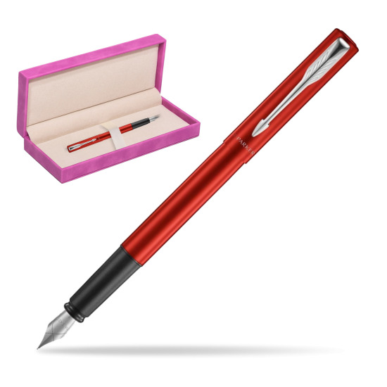 Parker Vector XL Red CT Penna Stilografica in suede box fuchsia