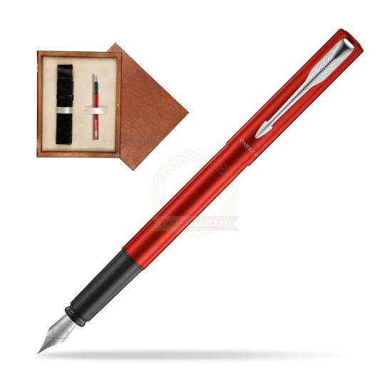 Parker Vector XL Red CT Penna Stilografica in single wooden box Mahogany Single Ecru