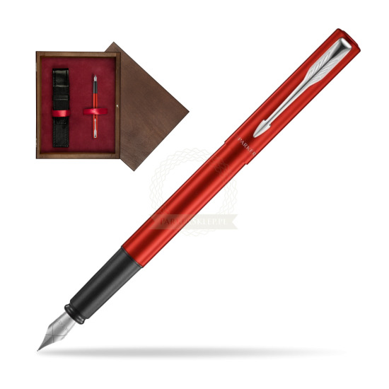 Parker Vector XL Red CT Penna Stilografica in single wooden box Wenge Single Maroon