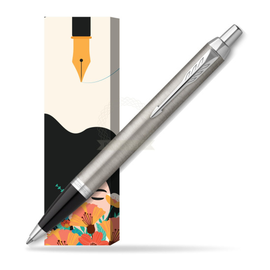 Parker IM Essential Stainless Steel CT Ballpoint Pen in cover Poppy