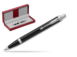 Parker IM Essential Matt Black CT Ballpoint Pen in the red leather box