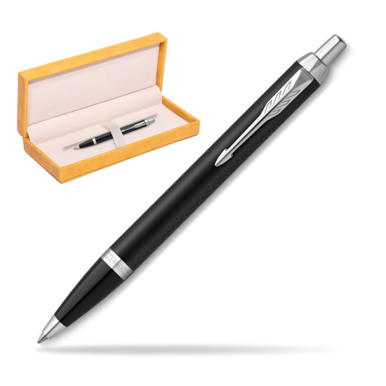 Parker IM Essential Matt Black CT Ballpoint Pen in suede box yellow