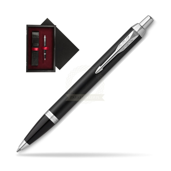 Parker IM Essential Matt Black CT Ballpoint Pen in single wooden box Black Single Maroon