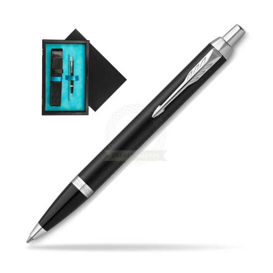 Parker IM Essential Matt Black CT Ballpoint Pen in single wooden box Black Single Turquoise