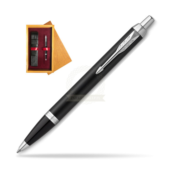 Parker IM Essential Matt Black CT Ballpoint Pen in single wooden box Honey Single Maroon