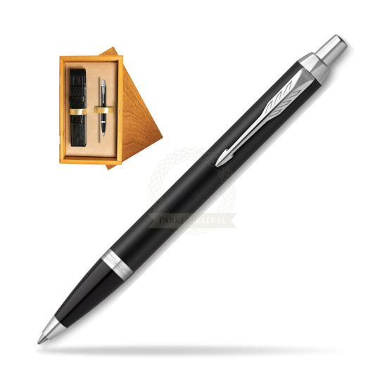 Parker IM Essential Matt Black CT Ballpoint Pen in single wooden box Honey Single Ecru