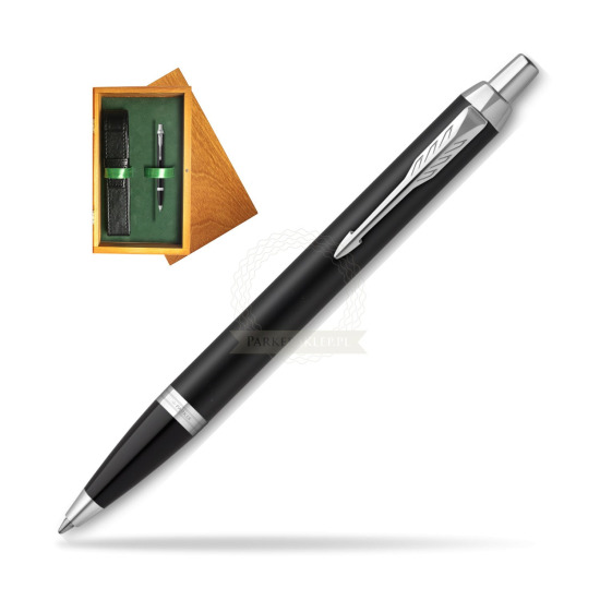 Parker IM Essential Matt Black CT Ballpoint Pen in single wooden box Honey Single Green