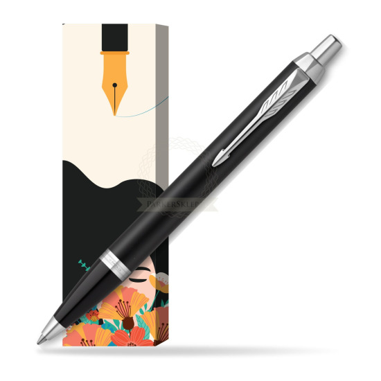 Parker IM Essential Matt Black CT Ballpoint Pen in cover Poppy