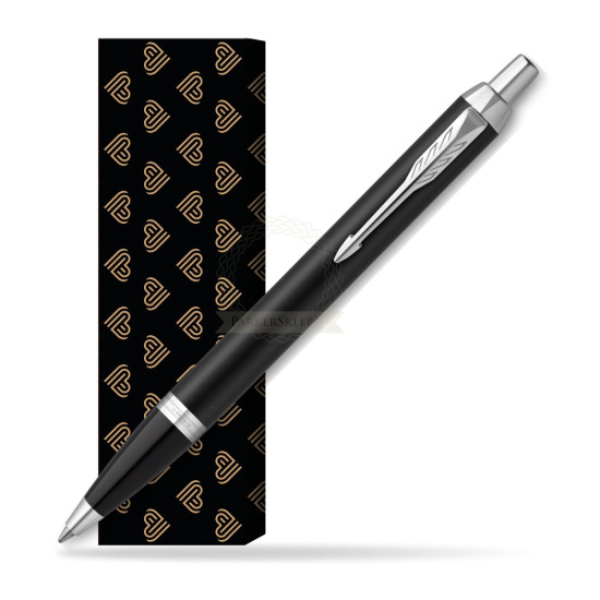 Parker IM Essential Matt Black CT Ballpoint Pen in cover Golden Hearts