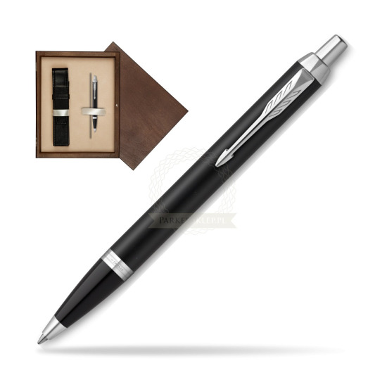 Parker IM Essential Matt Black CT Ballpoint Pen in single wooden box Wenge Single Ecru