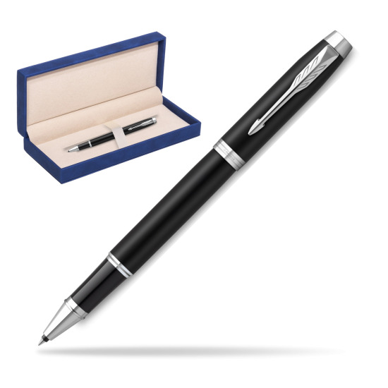 Parker IM Essential Matt Black CT Rollerball Pen in suede box navy blue