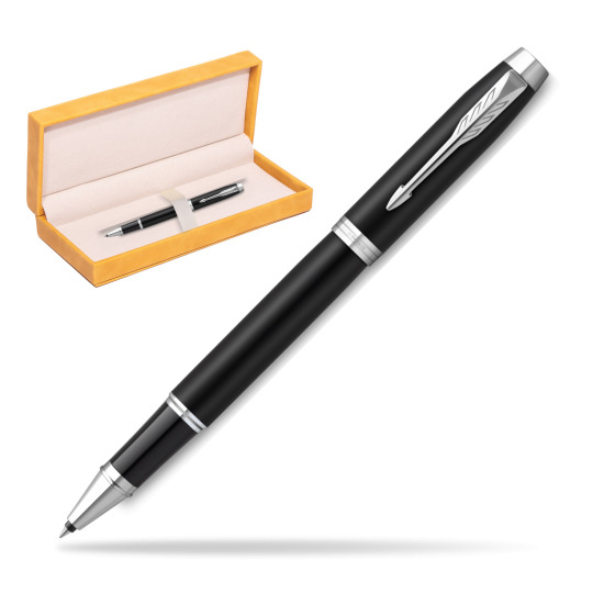 Parker IM Essential Matt Black CT Rollerball Pen in suede box yellow