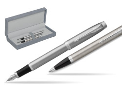 IM Essential Stainless Steel CT Fountain Pen + Ballpoint Pen SET in suede box grey