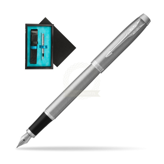 Parker IM Essential Stainless Steel CT Fountain Pen in single wooden box Black Single Turquoise