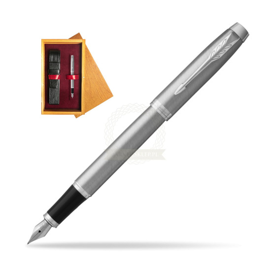Parker IM Essential Stainless Steel CT Fountain Pen in single wooden box Honey Single Maroon
