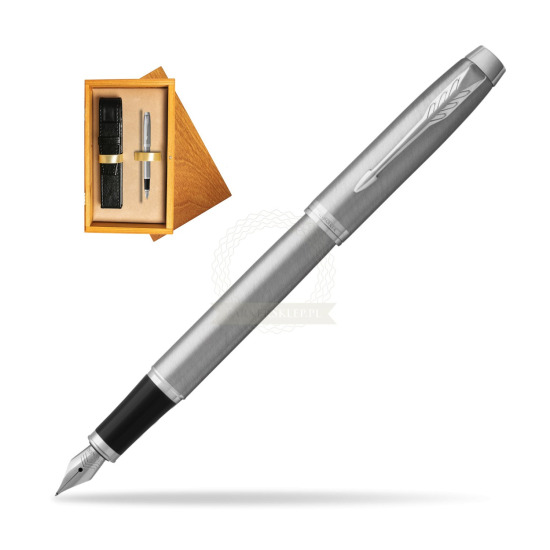 Parker IM Essential Stainless Steel CT Fountain Pen in single wooden box Honey Single Ecru