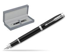 Parker IM Essential Black Matt CT Fountain Pen in suede box grey