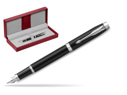Parker IM Essential Black Matt CT Fountain Pen in the red leather box