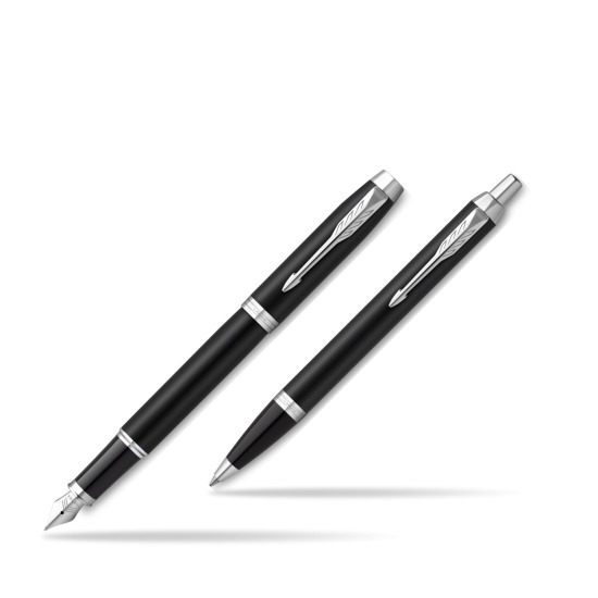 Parker IM Essential Muted Black CT Fountain Pen + Ballpoint Pen in a Gift Box