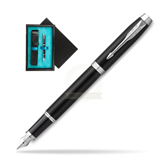 Parker IM Essential Black Matt CT Fountain Pen in single wooden box Black Single Turquoise
