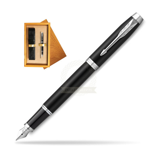 Parker IM Essential Black Matt CT Fountain Pen in single wooden box Honey Single Ecru