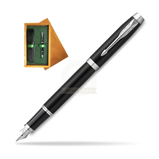 Parker IM Essential Black Matt CT Fountain Pen in single wooden box Honey Single Green