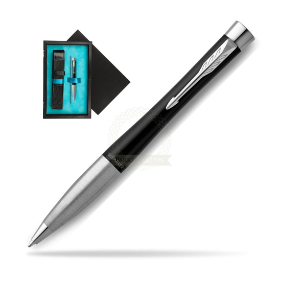 Parker Urban Twist Muted Black CT Ballpoint Pen in single wooden box Black Single Turquoise