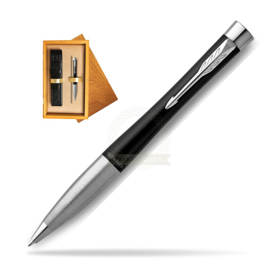 Parker Urban Twist Muted Black CT Ballpoint Pen in single wooden box Honey Single Ecru