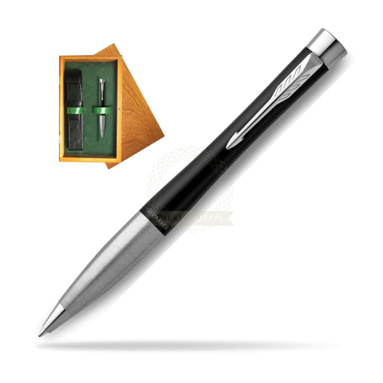 Parker Urban Twist Muted Black CT Ballpoint Pen in single wooden box Honey Single Green
