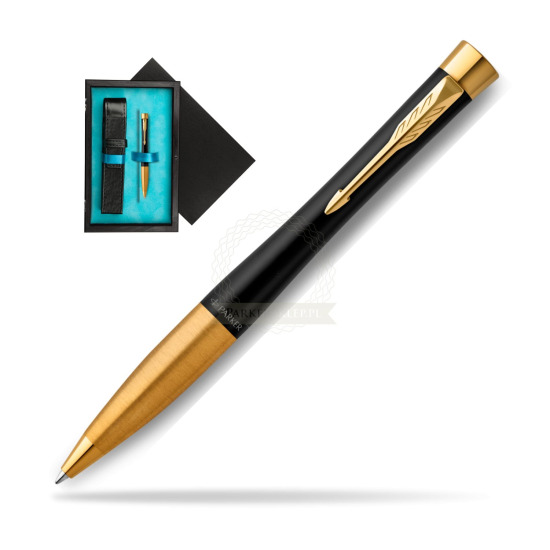 Parker Urban Twist Muted Black GT Ballpoint Pen in single wooden box Black Single Turquoise