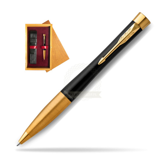 Parker Urban Twist Muted Black GT Ballpoint Pen in single wooden box Honey Single Maroon