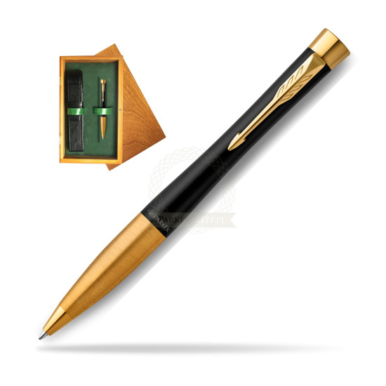 Parker Urban Twist Muted Black GT Ballpoint Pen in single wooden box Honey Single Green