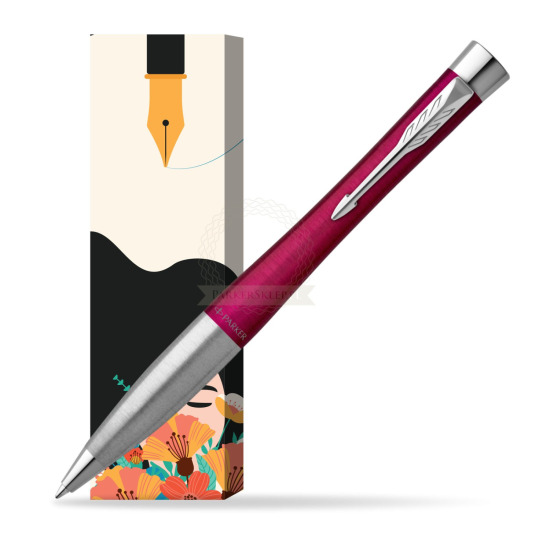 Parker Urban Twist Magenta CT Ballpoint Pen in cover Poppy