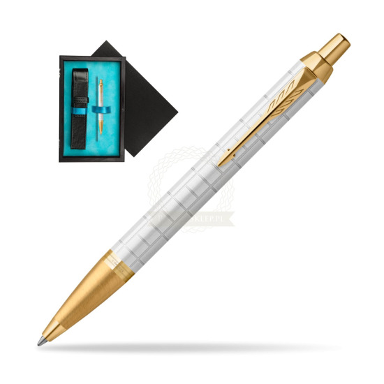 Parker IM Premium Pearl GT Penna a Sfera in single wooden box Black Single Turquoise