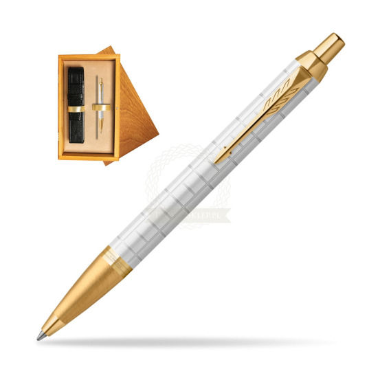 Parker IM Premium Pearl GT Penna a Sfera in single wooden box Honey Single Ecru