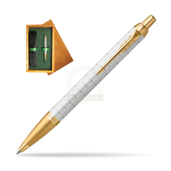 Parker IM Premium Pearl GT Penna a Sfera in single wooden box Honey Single Green