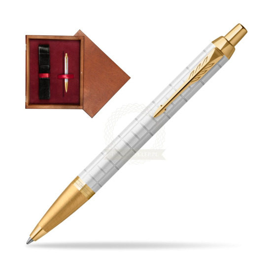 Parker IM Premium Pearl GT Penna a Sfera in single wooden box Mahogany Single Maroon
