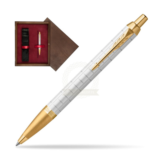 Parker IM Premium Pearl GT Penna a Sfera in single wooden box Wenge Single Maroon