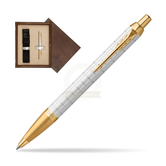 Parker IM Premium Pearl GT Penna a Sfera in single wooden box Wenge Single Ecru