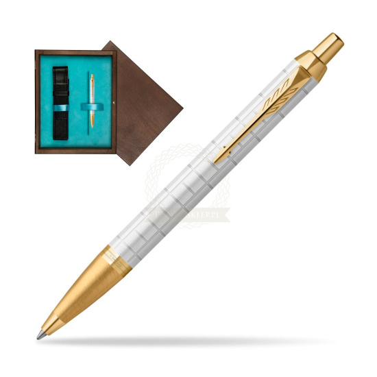 Parker IM Premium Pearl GT Penna a Sfera in single wooden box Wenge Single Turquoise 
