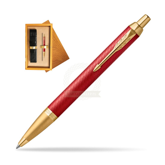 Parker IM Premium Red GT Penna a Sfera in single wooden box Honey Single Ecru